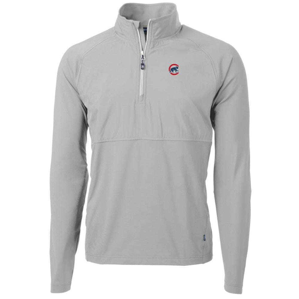 Chicago Cubs Cutter & Buck Adapt Eco Knit Hybrid Recycled Quarter-Zip Pullover Jacket Gray