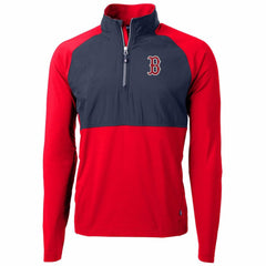 Boston Red Sox Cutter & Buck Adapt Eco Knit Hybrid Recycled Quarter-Zip Pullover Jacket Red/Navy