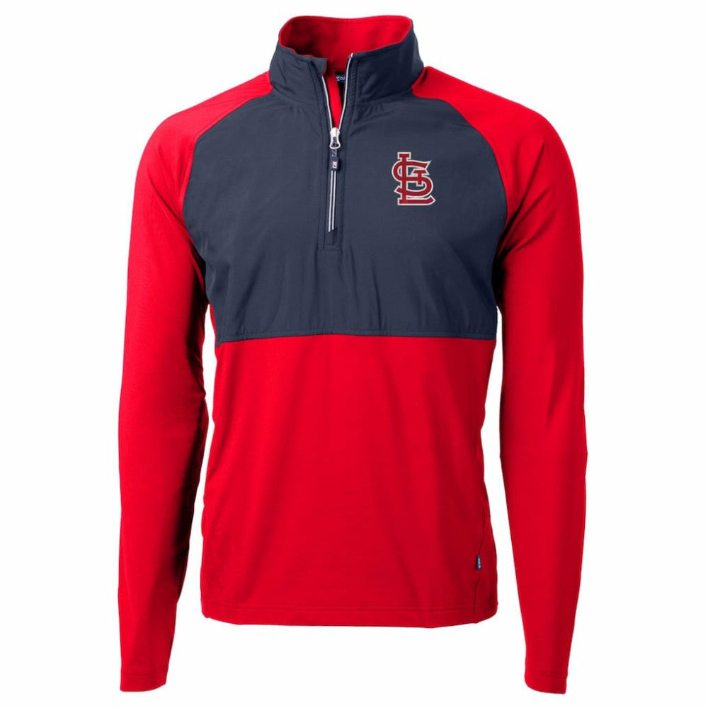 St. Louis Cardinals Cutter & Buck Adapt Eco Knit Hybrid Recycled Quarter-Zip Pullover Jacket Red/Navy