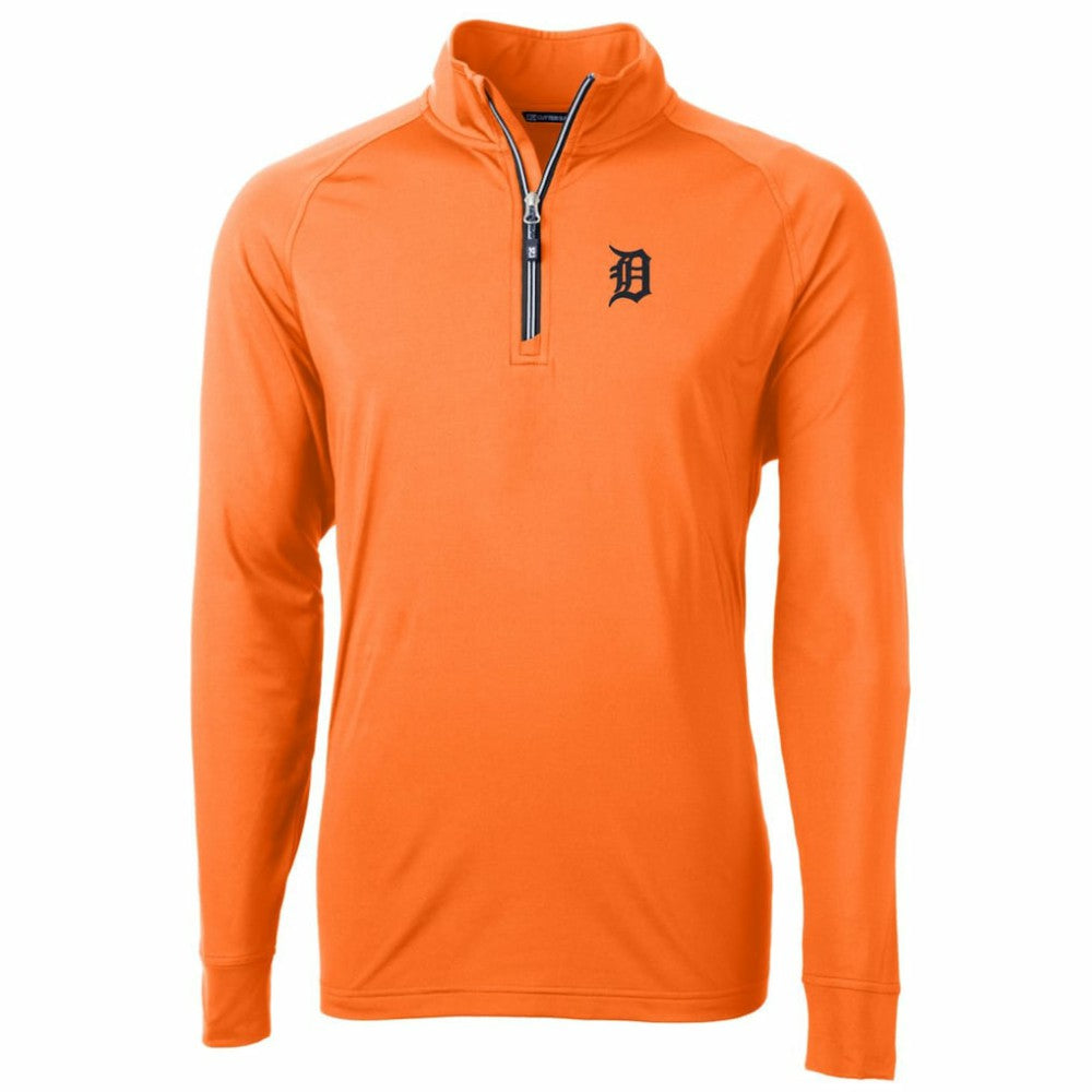 Detroit Tigers Cutter & Buck Adapt Eco Knit Stretch Recycled Quarter-Zip Pullover Jacket Orange