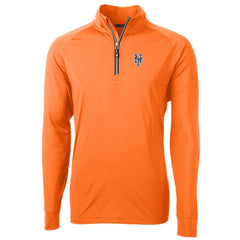 New York Mets Cutter & Buck Adapt Eco Knit Stretch Recycled Quarter-Zip Pullover Jacket Orange