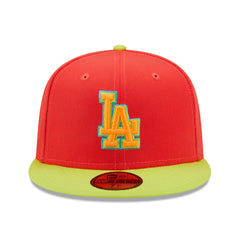 Los Angeles Dodgers 1978 World Series Lava Highlighter Combo 59FIFTY Fitted Hat Red/Neon Green | New Era