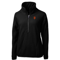 San Francisco Giants Cutter & Buck Women's Cascade Eco Sherpa Fleece Quarter-Zip Pullover Jacket Black