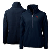 Philadelphia Phillies Cutter & Buck Women's Cascade Eco Sherpa Fleece Quarter-Zip Pullover Jacket Navy