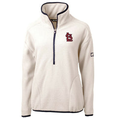 St. Louis Cardinals Cutter & Buck Women's Cascade Eco Sherpa Fleece Quarter-Zip Pullover Jacket White/Navy