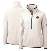 Milwaukee Brewers Cutter & Buck Women's Cascade Eco Sherpa Fleece Quarter-Zip Pullover Jacket White/Navy