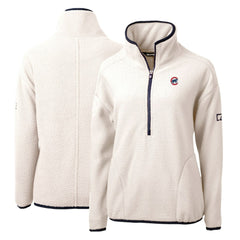 Chicago Cubs Cutter & Buck Women's Cascade Eco Sherpa Fleece Quarter-Zip Pullover Jacket White/Navy