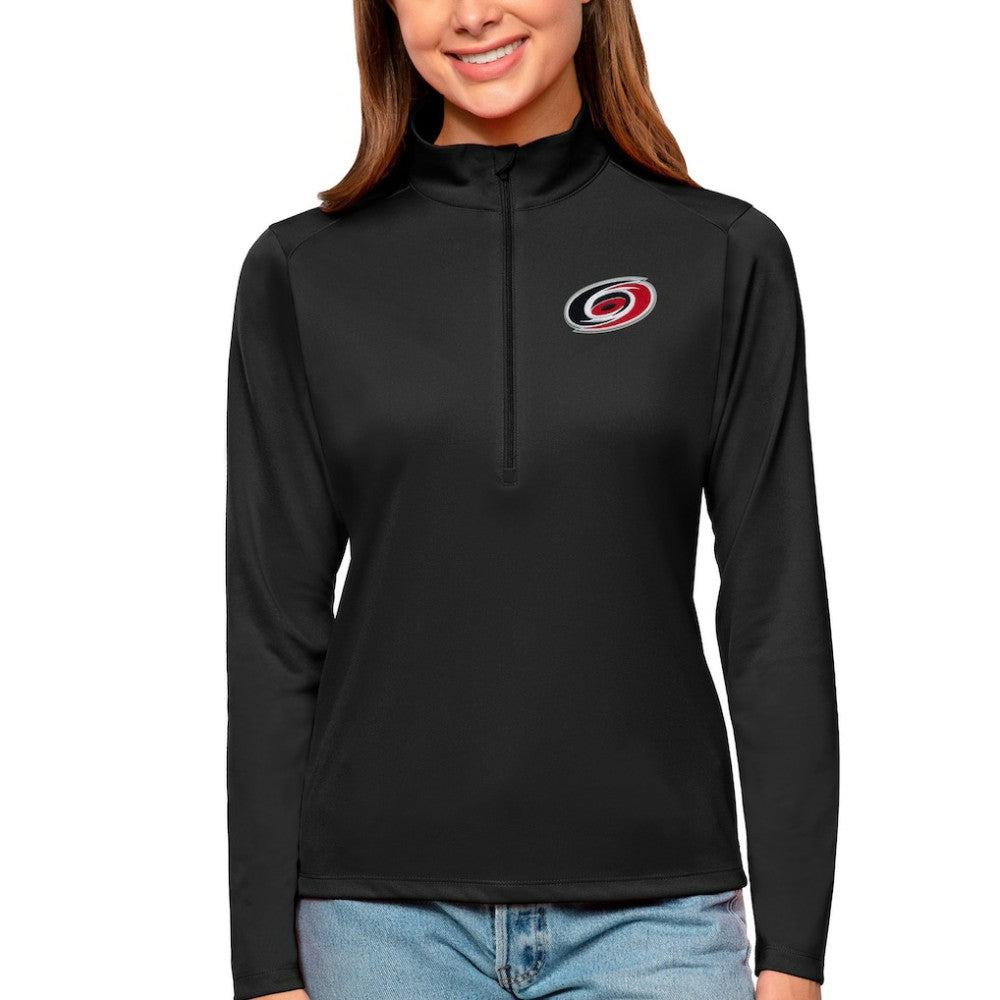Carolina Hurricanes Antigua Women's Tribute Quarter-Zip Pullover Top Black