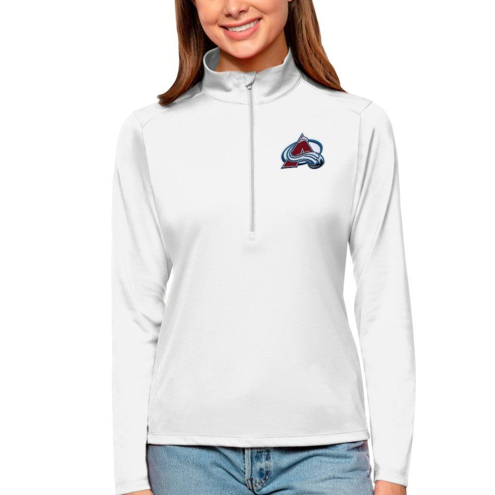 Colorado Avalanche Antigua Women's Tribute Quarter-Zip Pullover Top White