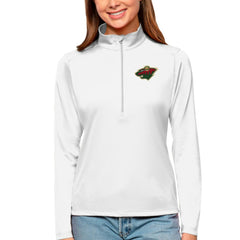 Minnesota Wild Antigua Women's Tribute Quarter-Zip Pullover Top White