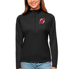 New Jersey Devils Antigua Women's Tribute Quarter-Zip Pullover Top Black