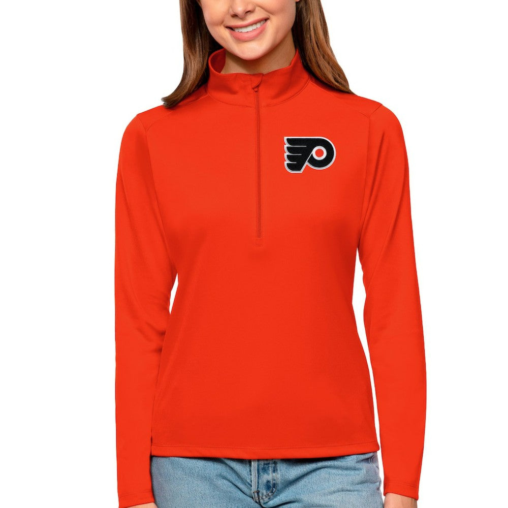 Philadelphia Flyers Antigua Women's Tribute Quarter-Zip Pullover Top Orange