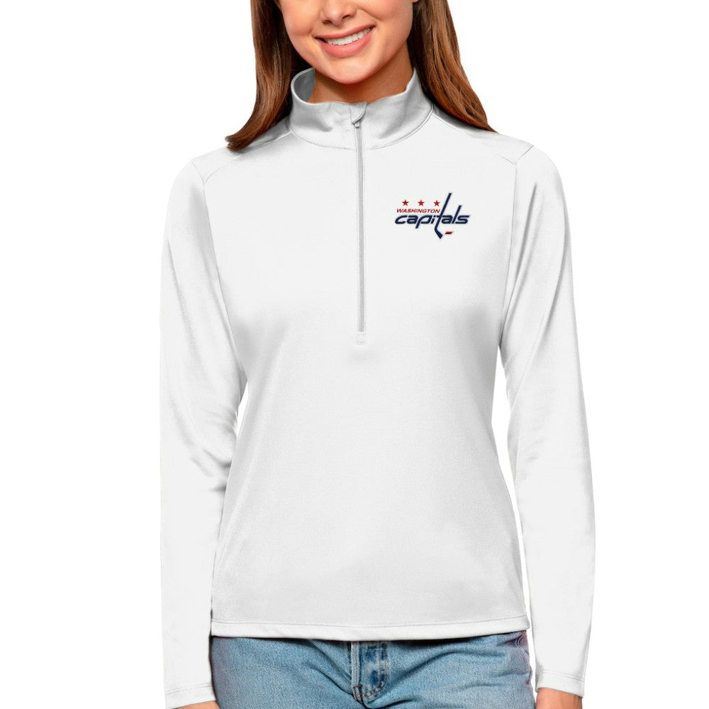 Washington Capitals Antigua Women's Tribute Quarter-Zip Pullover Top White