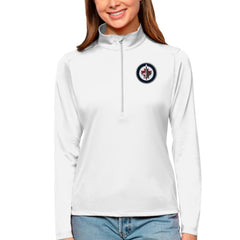 Winnipeg Jets Antigua Women's Tribute Quarter-Zip Pullover Top White