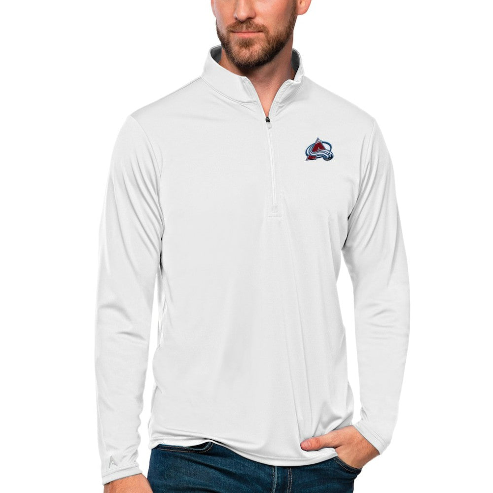 Colorado Avalanche Antigua Tribute Quarter-Zip Pullover Top White