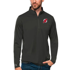 New Jersey Devils Antigua Tribute Quarter-Zip Pullover Top Charcoal