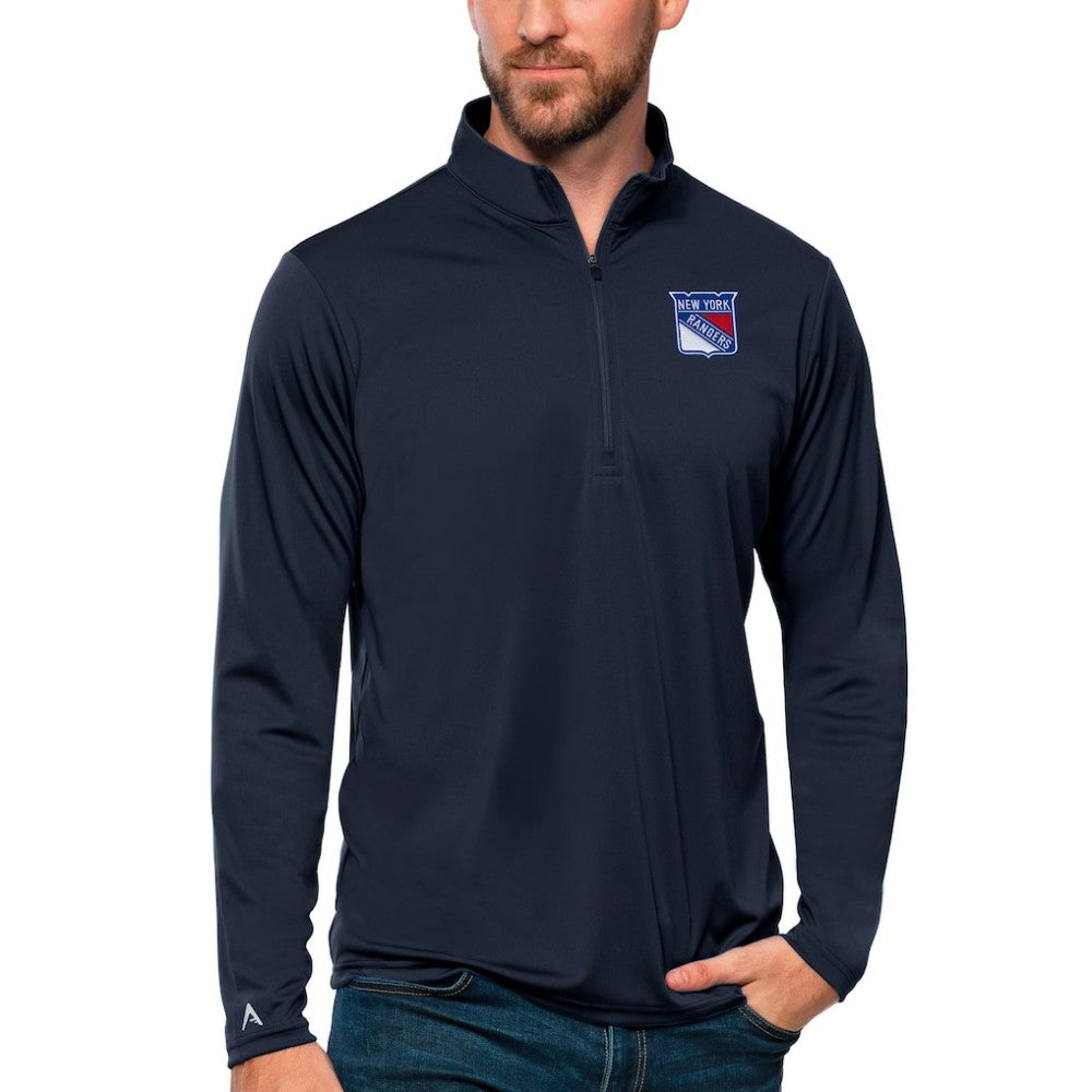 New York Rangers Antigua Tribute Quarter-Zip Pullover Top Navy