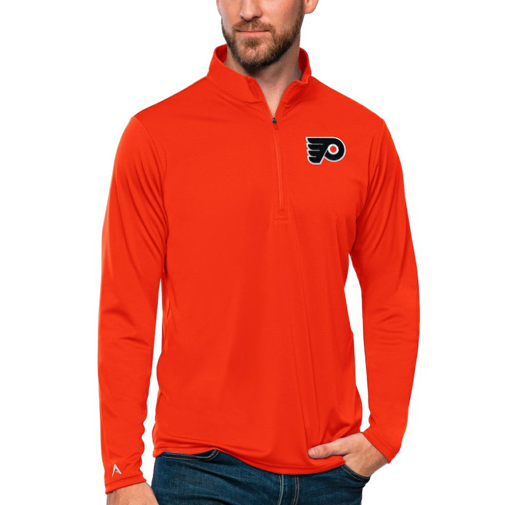 Philadelphia Flyers Antigua Tribute Quarter-Zip Pullover Top Orange