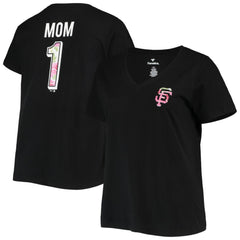 San Francisco Giants Women's Plus Size #1 Mom 2-Hit V-Neck T-Shirt Black
