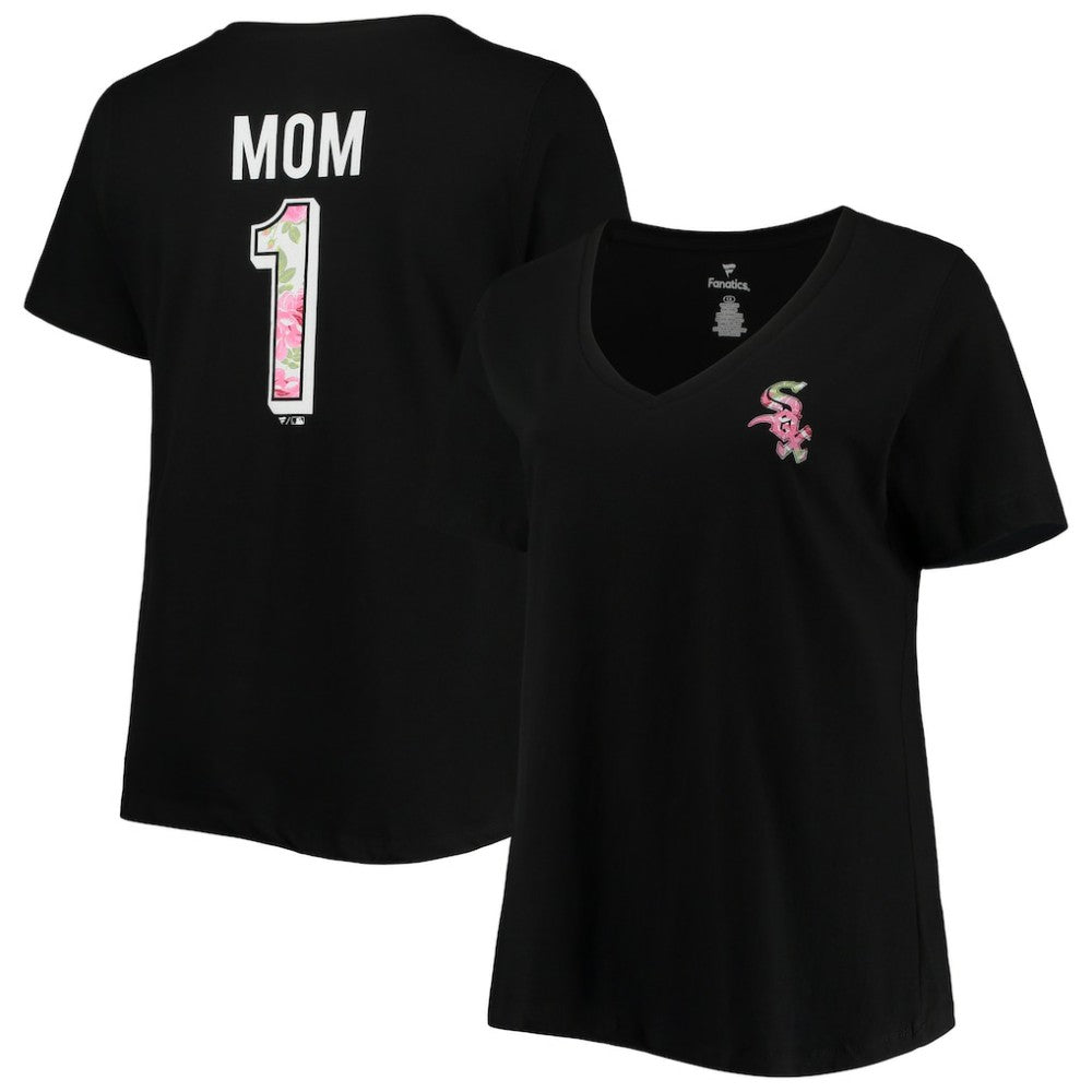 Chicago White Sox Women's Plus Size #1 Mom 2-Hit V-Neck T-Shirt Black