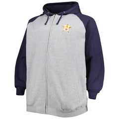 Houston Astros Big & Tall Raglan Full-Zip Hoodie Heathered Gray/Navy