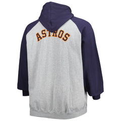 Houston Astros Big & Tall Raglan Full-Zip Hoodie Heathered Gray/Navy