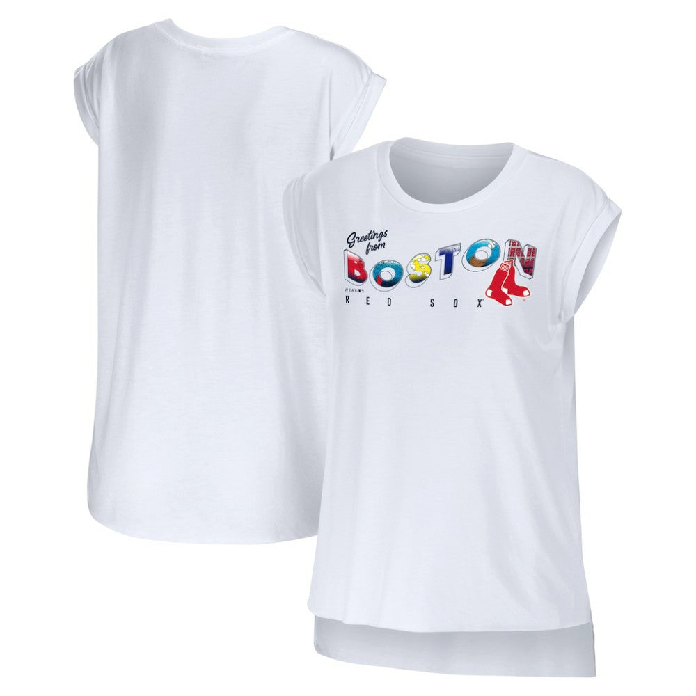 Boston Red Sox WEAR by Erin Andrews Women's Greetings From T-Shirt White