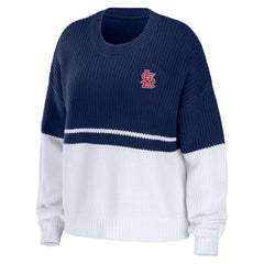 St. Louis Cardinals WEAR by Erin Andrews Women's Chunky Pullover Sweatshirt Navy/White