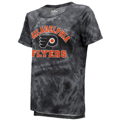 Philadelphia Flyers Majestic Threads Women's Boyfriend Tie-Dye Tri-Blend T-Shirt Black