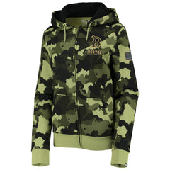 Boston Red Sox Women's 2022 MLB Armed Forces Day Camo Full-Zip Hoodie Green | New Era