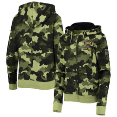 Chicago Cubs Women's 2022 MLB Armed Forces Day Camo Full-Zip Hoodie Green | New Era