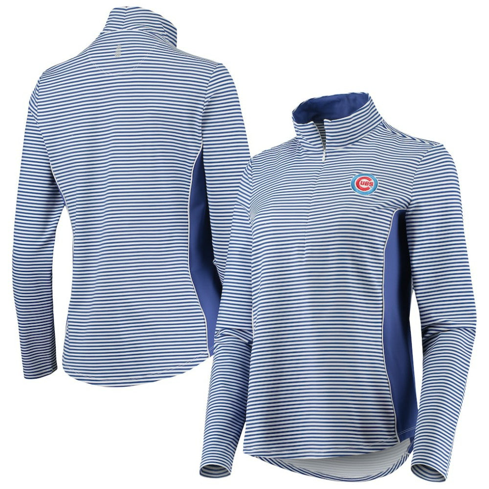 Chicago Cubs Tommy Bahama Women's Aubrey Stripe Block IslandZone Half-Zip Jacket Royal