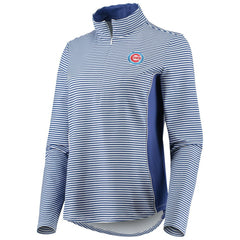 Chicago Cubs Tommy Bahama Women's Aubrey Stripe Block IslandZone Half-Zip Jacket Royal