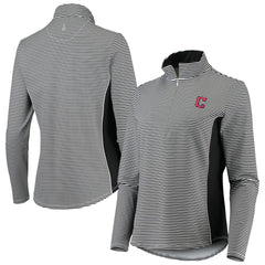 Cleveland Guardians Tommy Bahama Women's Aubrey Stripe Block IslandZone Half-Zip Jacket Black
