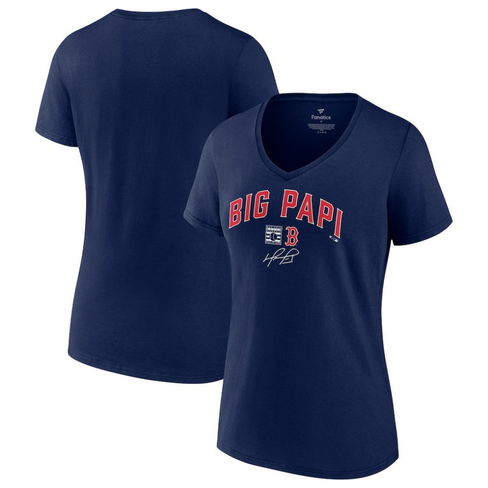 David Ortiz Boston Red Sox Women's Big Papi Graphic V-Neck T-Shirt Navy