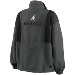 Atlanta Braves WEAR by Erin Andrews Women's Packable Half-Zip Jacket Charcoal