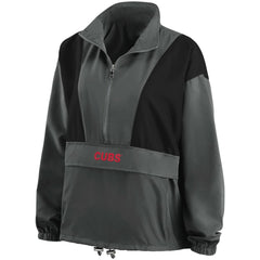 Chicago Cubs WEAR by Erin Andrews Women's Packable Half-Zip Jacket Charcoal