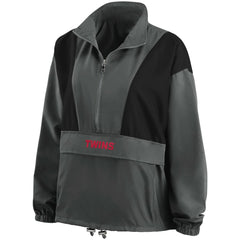 Minnesota Twins WEAR by Erin Andrews Women's Packable Half-Zip Jacket Charcoal