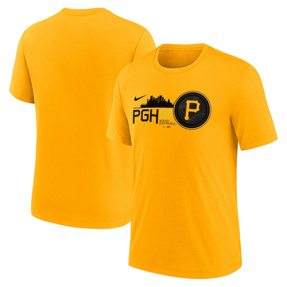 Pittsburgh Pirates City Connect Tri-Blend T-Shirt Gold | Nike