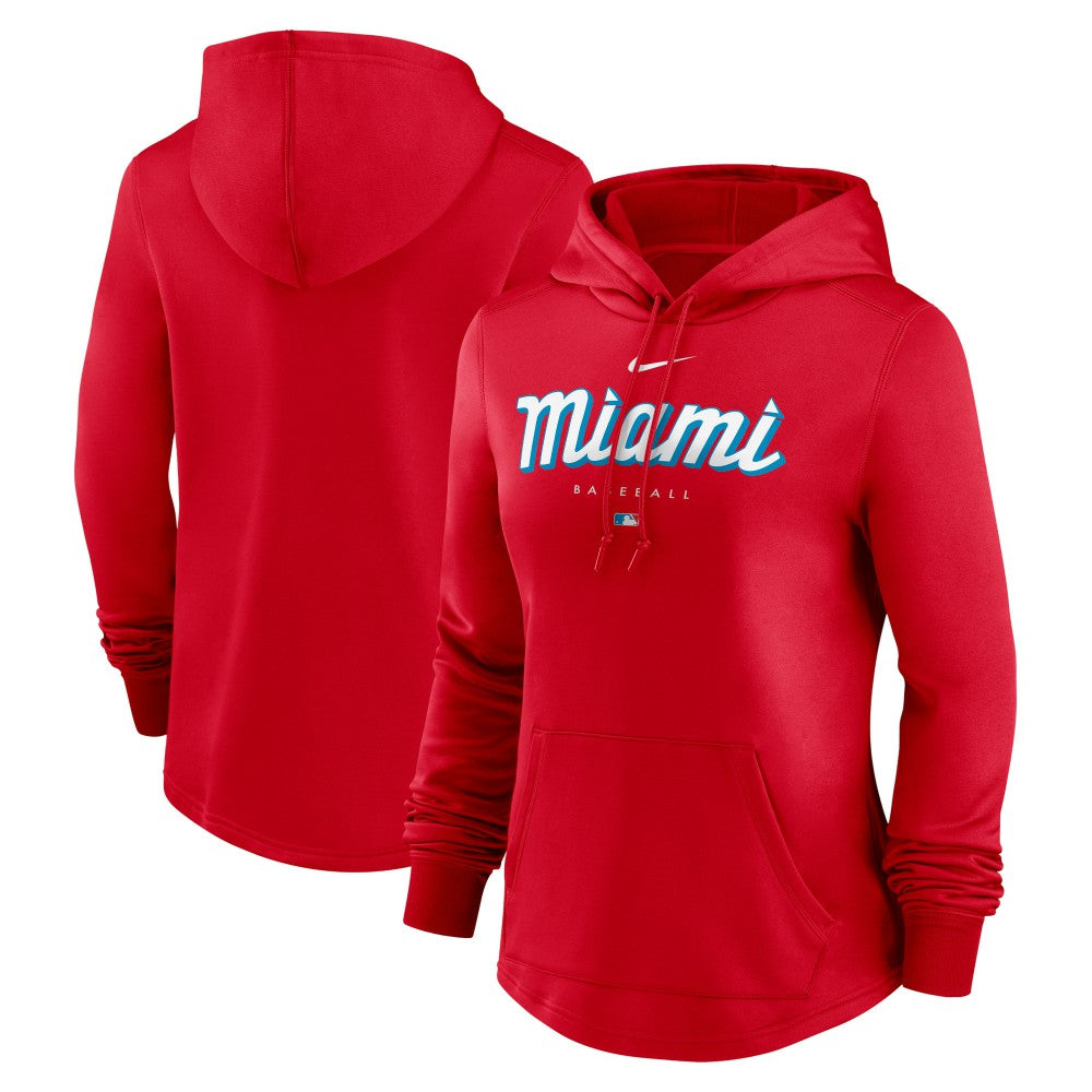 Miami Marlins Women's City Connect Pregame Performance Pullover Hoodie Red | Nike