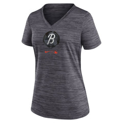 Baltimore Orioles Women's City Connect Velocity Practice Performance V-Neck T-Shirt Black | Nike