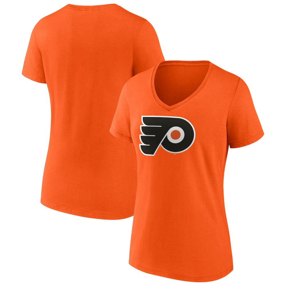 Philadelphia Flyers Fanatics Women's Primary Logo Team V-Neck T-Shirt Orange