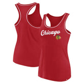Chicago Blackhawks Fanatics Women's Wordmark Logo Racerback Scoop Neck Tank Top Red