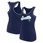 Seattle Kraken Fanatics Women's Wordmark Logo Racerback Scoop Neck Tank Top Deep Sea Blue