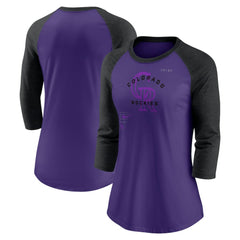 Colorado Rockies Women's Next Up Tri-Blend Raglan 3/4-Sleeve T-Shirt Purple/Black | Nike