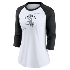 Chicago White Sox Women's Next Up Tri-Blend Raglan 3/4-Sleeve T-Shirt White/Black | Nike