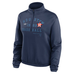 Houston Astros Women's Rewind Splice Half-Zip Semi-Cropped Bubble Hem Sweatshirt Navy | Nike