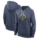 Milwaukee Brewers Women's Diamond Icon Gym Vintage Lightweight Hooded Top Navy | Nike