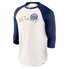 Detroit Tigers Backdoor Slider Raglan 3/4-Sleeve T-Shirt White/Navy