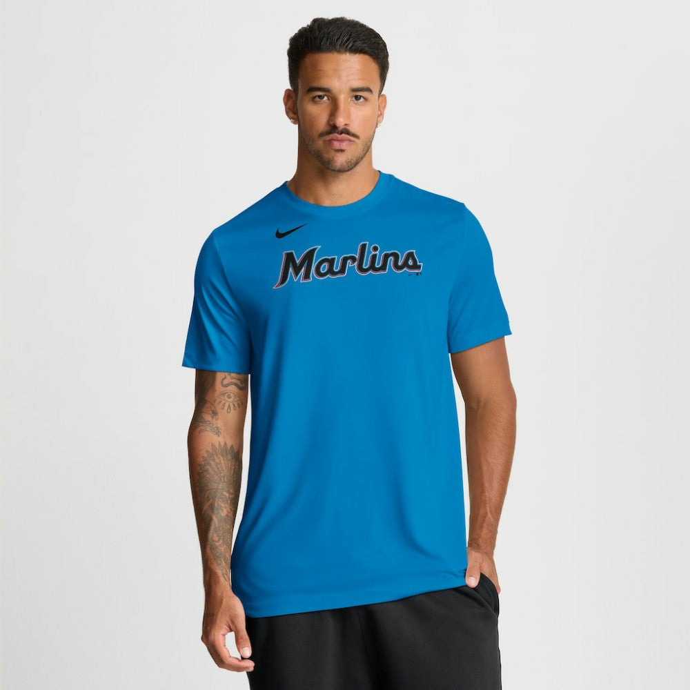 Miami Marlins New Legend Wordmark Dri-FIT T-Shirt Light Blue | Nike